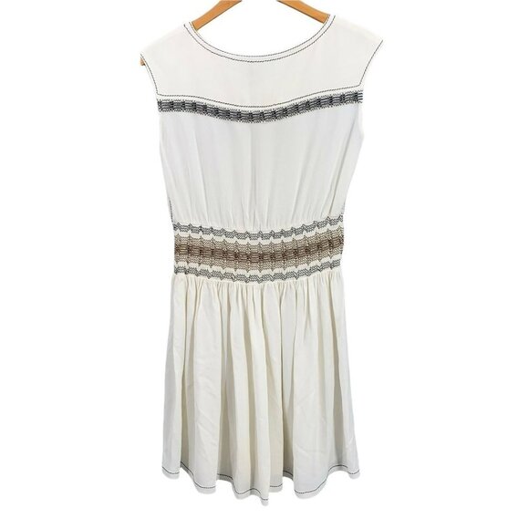 Authentic Prada Off-White Smocked Waist Crepe Dress Size Small - Picture 7 of 9